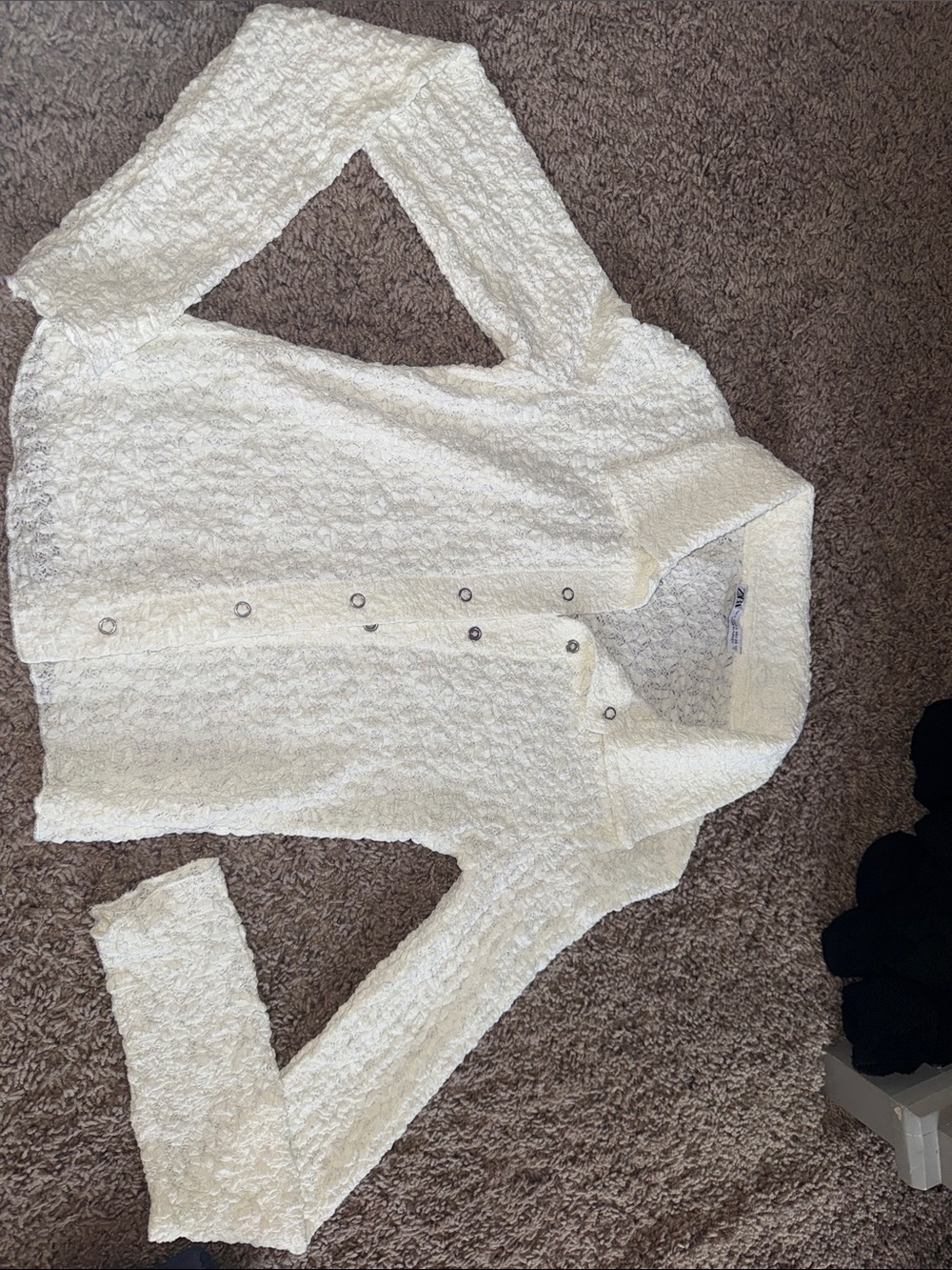 Zara lace long sleeve button up shirt
